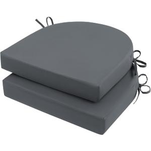 U'Artlines Outdoor Chair Cushions Set of 2, Waterproof Round Corner Seat Cushions, Patio Chair Cushions for Outdoor Furniture,Seat Cushions with Ties for Patio Garden Dining 19"x19"x3.15", Grey