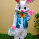 Plush Easter Bunny Adult Costume Rabbit Halloween Mascot Costume, M 5'7" to 5'11" (171cm-180cm) (White)