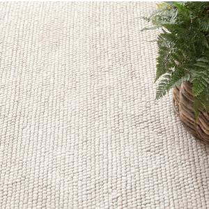 S & L Homes Wool Cotton Hand Woven Chunky Knit Popcorn Doormat/Rug - Ivory Contemporary mat for Front Porch Living Room (2' x 3' - Ivory)