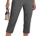 GRAPENT Capri Pants for Women High Waisted Relaxed Fit Elastic Waist Casual Capris Trousers Crop Chino Pants with Pocket, Medium 