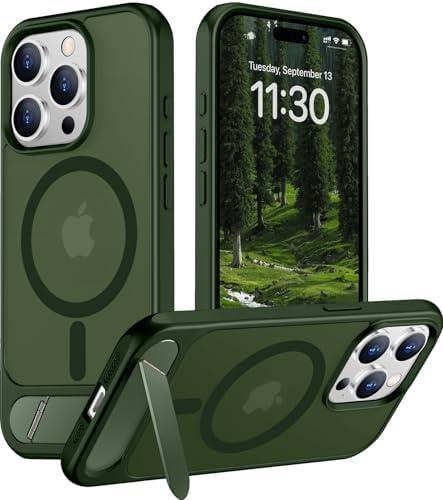 Temdan Magnetic Compatible with iPhone 15 Pro Case, [Built-in Invisible Kickstand][Compatible with MagSafe][Military Grade Shockproof] Slim Translucent Matte Phone Case for iPhone 15 Pro 6.1"