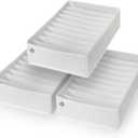 Drawer Organizer Clothes - 3 Set Multipurpose Dresser Drawer Organizer for Adults & Kids, Closet Foldable 10 Cells per Organizer - Non-Woven Fabric, T-Shirts, Baby Clothes, Shorts Organizer - White