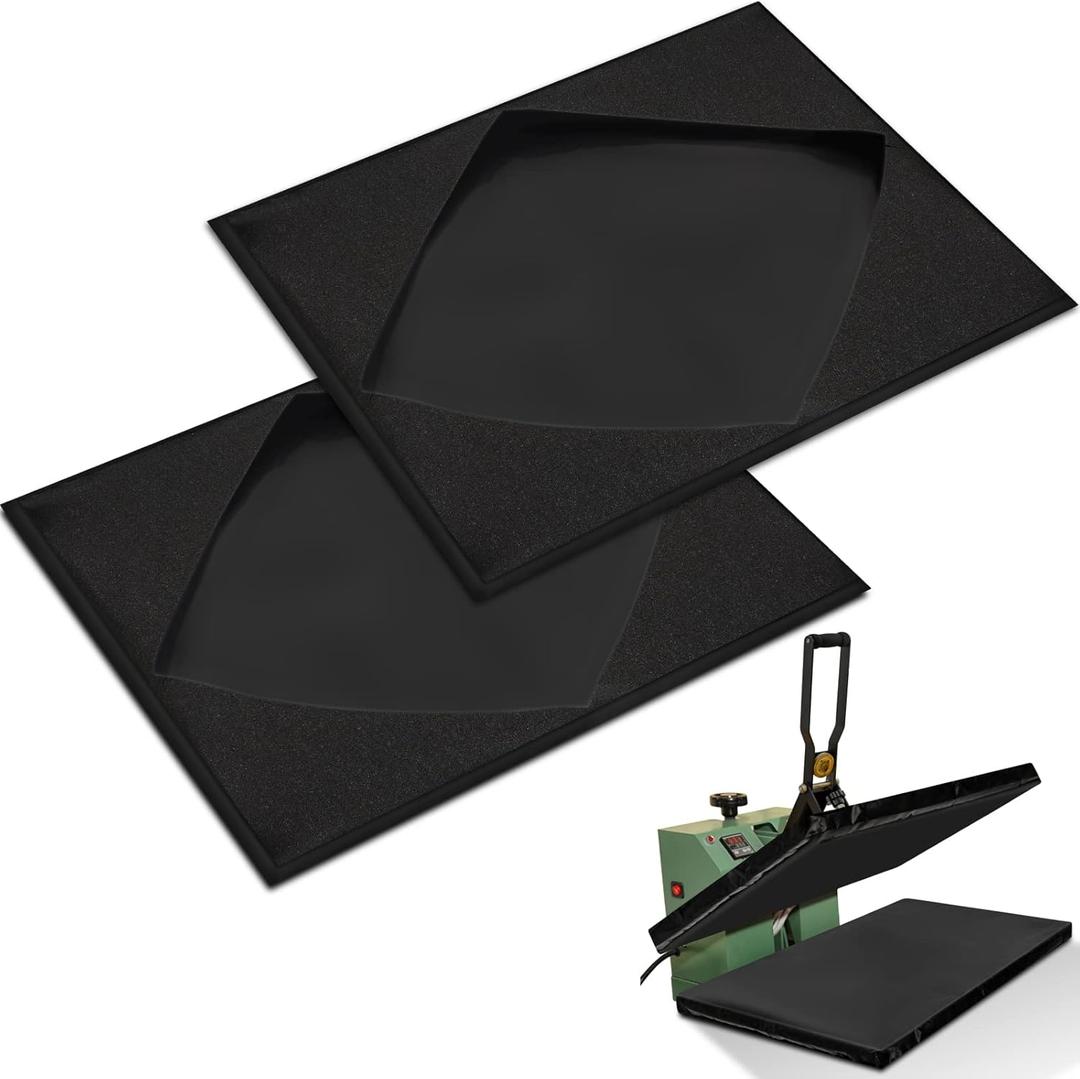 2 Pcs Heat Press Platen Wrap Cover, 16 x 20 Inches Non Stick Heat Resistant Cover Protector for Protecting Sublimation Press Machine Plate from Adhesive Residue Scratches Inks, Black