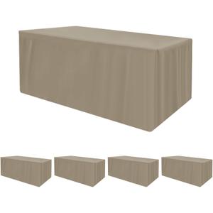 HolidayIdeas Fitted Tablecloths for 8 Foot Rectangle Table, Wrinkle Resistant Washable Table Cover 30x96 Inch for Vendor Booth Display, Banquet, Trade Show, Taupe, 4 Pcs