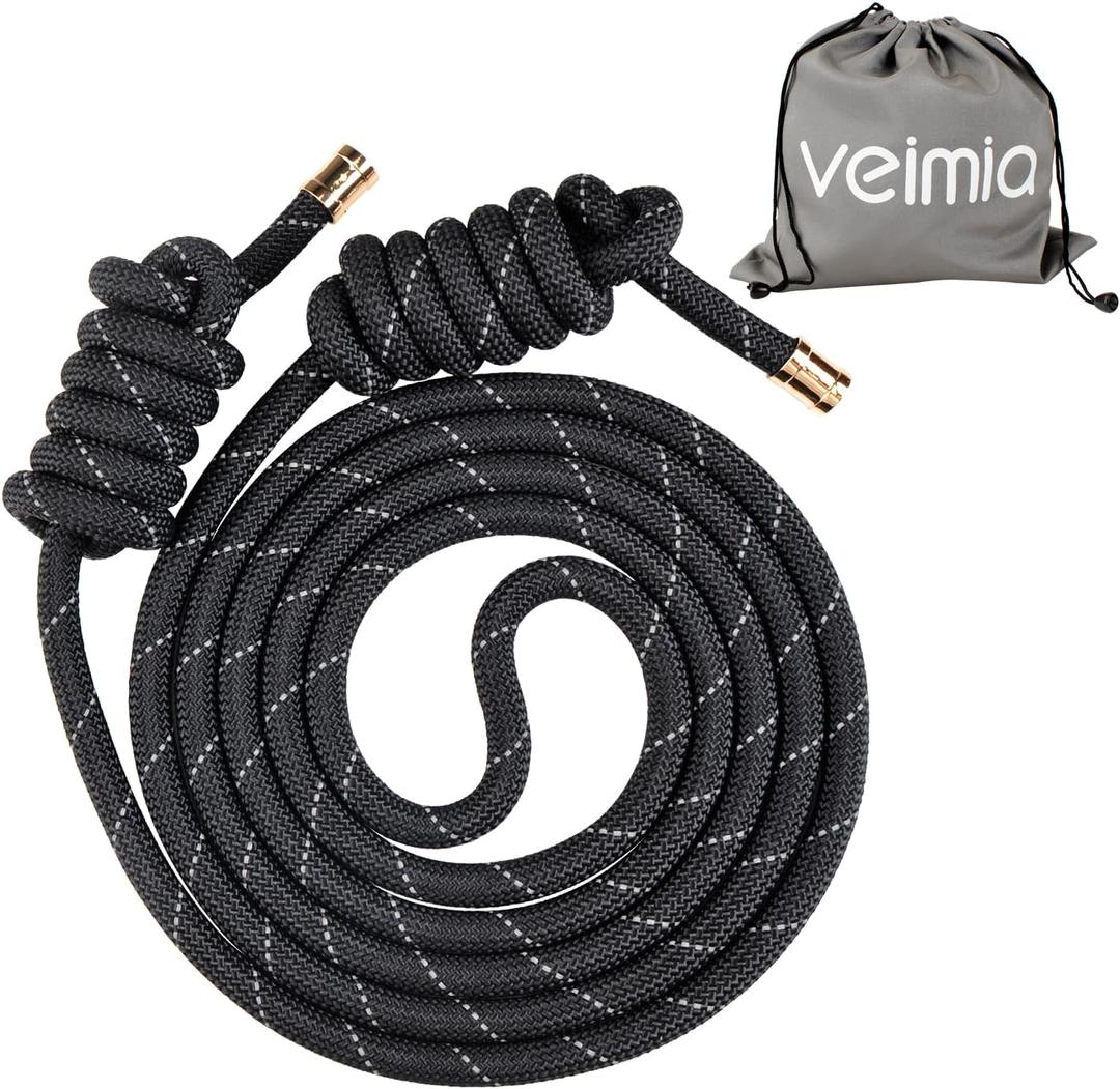 veimia Flow Rope for Fitness High Performance Double Woven Workout Rope Adjustable Flow Jump Rope for Men Women Training Indoor Outdoor Cardio Exercise Rope for beginner (Reflective tape)