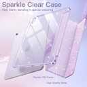 JETech Glitter Case for iPad Air 13-Inch M4/M3/M2 (2026/2025/2024) with Pencil Holder, Cute Sparkly Slim Cover for Kids and Girls, Shiny Clear Back Shell (Purple)