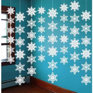 jollylife 12PCS Snowflake Garland Winter Party Wonderland Birthday Decorations - Christmas Snow Flake Streamers Strings Hanging Decor