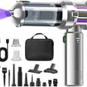 Handheld Car Vacuum Cleaner, 16000PA Hand Held Vacuum Portable Cordless, 2 in 1 Air Duster and Vacuum Cleaner with LED Light, Multi-Nozzles, 120W High Power Mini Vacuum for Home, Pet, Office (Blue & Gold)