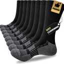 JOYNE 8 Pairs Mens Cushioned Crew Athletic Socks, Moisture Wicking Breathable Socks for Sport Running,Black,Sock Size:13-15 (Black)