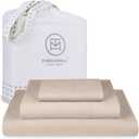 Threadmill Twin Sheets for Mattress | 800 Thread Count Jacquard Celine Light Beige | 100% Cotton 3 Piece Bed Set | Extra Long Staple | Deep Pocket With Elasticized Fit