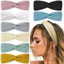 Huachi Boho Head Bands for Women Non Slip Twist Hairbands for Short Hair Fashion Summer Hair Accessories, Solid Color, 8Pcs