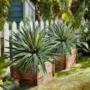 Artificial Agave Plant Fake Agave Planters for Indoor Outdoor Faux Agave Plants Real Touch Realistic Greenery for Home Living Room Office Bathroom Garden Front Porch Patio Decor (21inch-2 Pcs White)