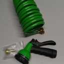 Coil Hose 15FT EVA Coil Garden Hose With 3/4'' Brass Connector Coiled Water Hose Lightweight And No Kink Includes 7 Patterns Spray Nozzle For Outdoors Lawn Watering Car Washing, Green