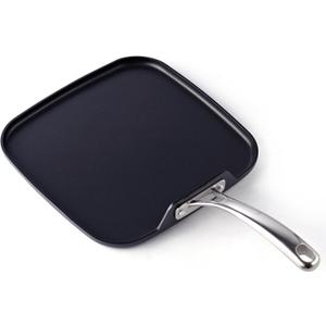 Cooks Standard Nonstick Square Griddle Pan 11 x 11-Inch, Hard Anodized Cookware Griddle Pan, Black
