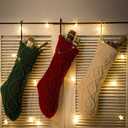 Christmas Stockings Cable Knit Stocking Christmas Decorations Goodie Bags Gift Fireplace Xmas Tree Stocking Ornaments for Holiday Family Friends (Green, Length 18",Pack of 1)
