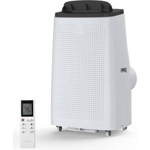 14,000 BTU Portable Air Conditioner Cools Up to 700 Sq.Ft, 3-IN-1 Quiet Portable AC Unit with Remote Control & Installation Kits for Large Room, Smart/Sleep Mode, Auto Swing, 24H Timer (White)