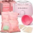 Waxing Kit for Women and Men, GIRLEARLE Wax Warmer Hair Removal at Home with Beads, Multiple Formulas Target Different Types of Sensitive Skin Body, Brazilian Bikini, Eyebrow, Facial (Pink)