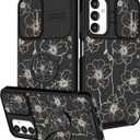 Funermei for Samsung Galaxy A15 5G Phone Case - Women Girls Cute Phone Cover Girly Pretty Aesthetic Gold Flower Unique Design with Camera Cover Ring Stand Funda for Samsung A15 5G Case