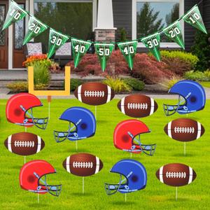 Thyle 14 Pcs Football Yard Decorations Football Sign with Stakes and Banner Sport Party Outdoor Lawn Yard Signs for Team School Practice Game Day Birthday Party Decor