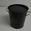 Rae Dunn Ice Bucket with Scoop - Stainless Steel Bucket with Handle, Lid and Ice Scooper - 4 Qt. Storage Bin for Ice Cubes for Bars, Parties, Backyard Barbeques, Picnics, and Camping (Black)