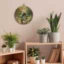 FUGWN Vintage Easter Bunny Round Wall Art Decor Framed, Rustic Farmhouse Bunny Canvas Artwork Prints, Cottagecore Landscape Rabbit Wall Hanging Decorations for Home Bedroom Living Room, 10x10 Inch