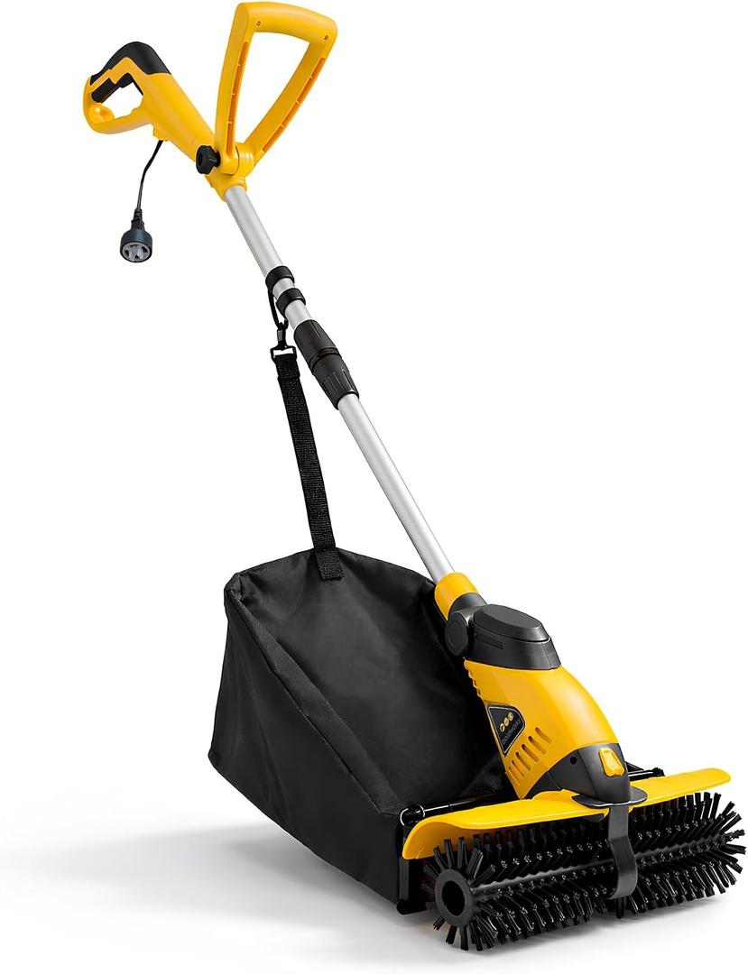 boldworks Electric Power Broom Artificial Turf Sweeper Outdoor Turf Cleaner Machine | 17" Grass Cleaning Brush Height Adjustable 30L Collection Bag Handheld Lighweight Ideal to Clean Corners and Edges