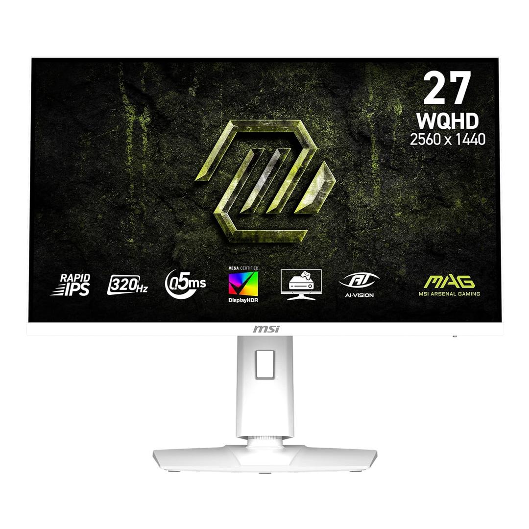 Msi MAG 274QRFW X32 27-inch 2560 x 1440 (QHD) Gaming Monitor, 320Hz, Adaptive Sync, HDR Ready, HDMI, VGA Port, VESA Mountable, Tilt, 4-Side Slim Bezel, 0.5ms, White