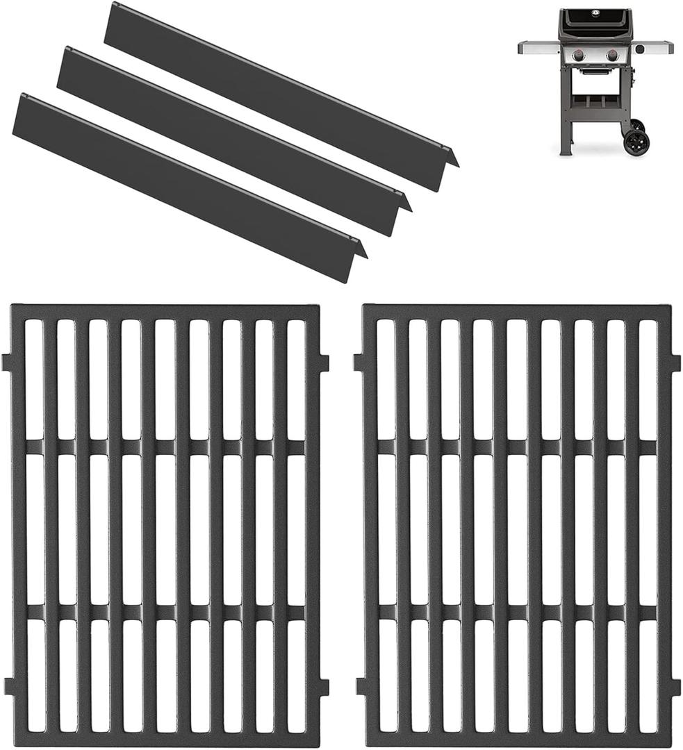 DcYourHome 7637 Grill Grates 7635 Flavorizer Bars for Weber Spirit and GS4 Spirit II 200 Series Grills Spirit E210 S210 E215 E220 S215 S220, Spirit 2 E210 S210 Replacement Parts (Front Mount Controls)
