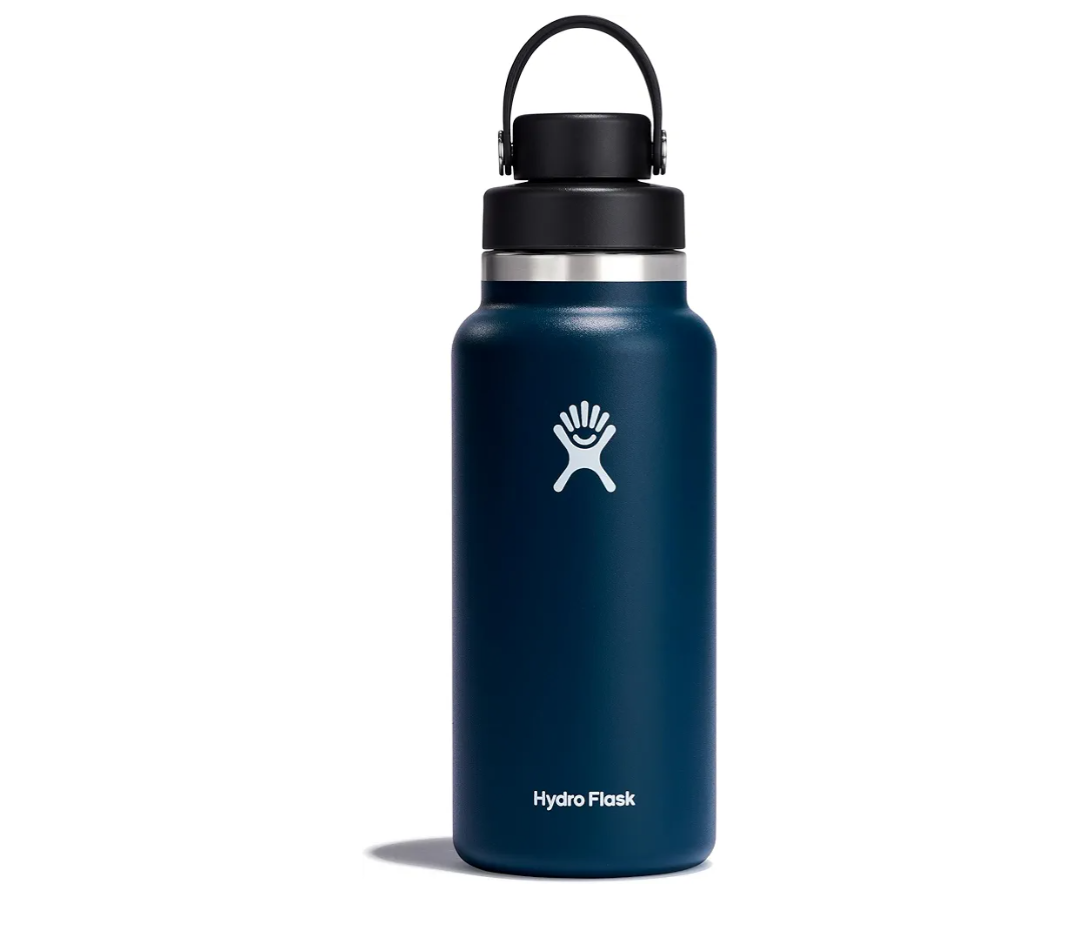 Hydro Flask Water Bottle - Insulated Stainless Steel - Wide Mouth Chug Lid, Non Spill, Leakproof in 32 Oz, Indigo Blue