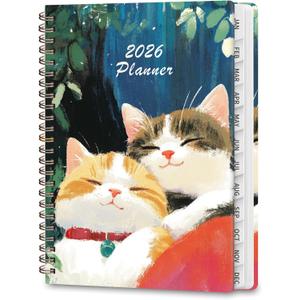 2026 Planner, Weekly and Monthly Calendar Agenda Book, Jan 2026 - Dec 2026, Hardcover Planning Academic Planner for Office School Supplies and Desk Accessories - A5 (6.3'' x 8.5'') (Cozy Cats)