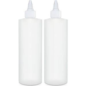 BRIGHTFROM Condiment Squeeze Bottles, 16 OZ Empty Squirt Bottle with Twist Top Cap, Leak Proof - Great for Ketchup, Mustard, Syrup, Sauces, Dressing, Oil, Arts and Crafts, BPA FREE Plastic - 2 PACK