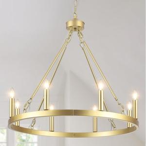 ZemSum 23.6” Brushed Gold Chandelier Light Fixture, Wagon Wheel Chandelier 8 Light Modern Chandeliers for Dining Room Living Room Kitchen Entryway, Foyer Chandeliers for High Ceilings ZemSum 23.6” Brushed Gold Chandelier Light Fixture, Wagon Wheel Chandelier 8 Light Modern Chandeliers for Dining Room Living Room Kitchen Entryway, Foyer Chandeliers for High Ceilings