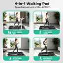 4-in-1 Walking Pad Treadmill with Speaker, 6.2MPH Walking Pad with 10% Incline, Under Desk Treadmills for Home with App Compatible, 2.75HP Brushless Drive, 12 HIIT Programs, 350 LB Weight Capacity