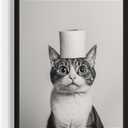 Cat Bathroom UnFramed Wall Art Print Poster, Animal Restroom Decor Posters Prints Home Picture Painting Artwork Gallery 9 (Cat, 20"L x 16"W, Unframed)