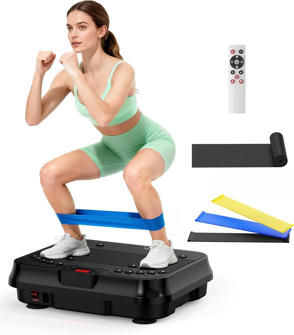 Vibration Plate Exercise Machine, Shake Plate, Vibration Plate for Lymphatic Drainage & Weight Loss, 250 Speed Levels, 400 Lbs Capacity Whole Body Vibrating Plate Workout with Fitness Resistance Band