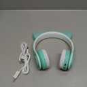 Woice Kids Bluetooth Headphones, Cat Ear LED Light Wireless Foldable Headphones Over Ear with Mic, Music Sharing Function and 0-85dB /110dB Limited for iPhone/iPad/Smartphones/Laptop/PC(Mint)