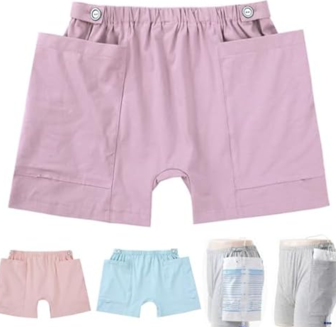 AUSTYLCO Nephrostomy Bag Underwear for Women Dual Side Pockets Urine Bag Pants for Abdominal Surgeries Patient, L