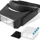 MAGDEPO Headband Magnifier Lightweight Head-Mounted Jewelry Loupe with 4 Magnification Lens 1.8X, 2.3X, 2.7X, 3.5X for Close Works, Repairs, Crafts