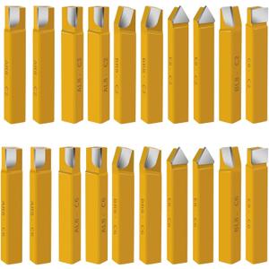 20 pc 3/8"Carbide Tip Tipped Cutter Tool,Metal Lathe Cutting Tools for Metal Lathe Turning, Boring, and Chamfering (3/8 in)