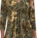 Zeagoo 3/4 Sleeve Tops for Women Crew Neck Blouses Pleated Casual Shirts Fall Work Clothes 2025 (Large)