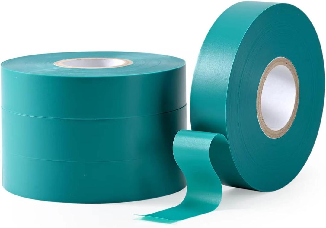 TELENT OUTDOORS 4 Rolls Stretch Tie Tape, 1 Wide 200FT Reusable Garden Plant Ties Green Tapes for Plants, Thick Garden Vinyl Stake Ribbon for Branches Flowers Tomatoes Indoor Outdoor Greenhouse