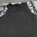 SELINK Womens Summer Ruffle Short Sleeve Top Crewneck T Shirts Floral Trim Casual Blouses Black-L