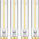 E26 Tubular LED Bulbs 4W, 3000K Soft White,Dimmable Edison Style Filament Light Bulb, T10 Vintage Bulb 40 Watt Equivalent, E26 Medium Base 400LM,Clear Glass Cover, 7.3in(185mm),4-Pack (4w=40w 3000k Soft White)