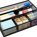 EasyPAG Drawer Organizer Metal Mesh Dividers Desk Organizers Pen Organizer for Desk Drawer Tray Box Accessories for Desktop,Black