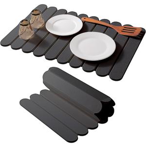 16"12" Grey Stone Dish Drying Mats for Kitchen Counter, Large Quick Dry Collapsible Eco-Friendly Super Absorbent Diatomaceous Earth Heat-resistant Mat for Dishes Bottles Cups, Match Any Countertop