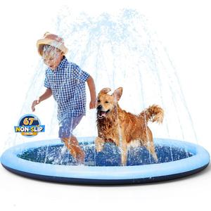 VISTOP Non-Slip Splash Pad for Kids and Dog, Thicken Sprinkler Pool Summer Outdoor Water Toys - Fun Backyard Fountain Play Mat for Baby Girls Boys Children or Pet Dog (67 inch, Blue & Blue)