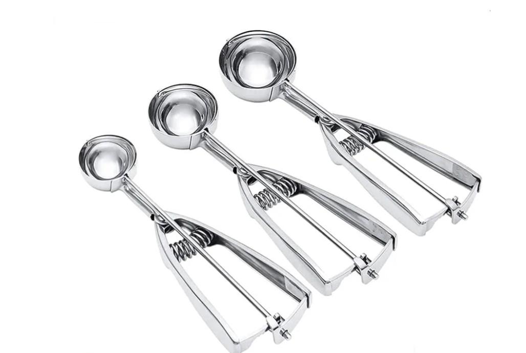 Ice Cream Scoop, 3Pcs Cookie Scoop Set, Stainless Steel Ice Cream Scooper with Trigger Release, Large/Medium/Small Cookie Scooper for Baking, Cookie Scoops for Baking Set of 3 with Cookie Dough Scoop…