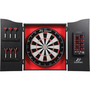 EastPoint Tournament Bristle Dartboard - 18-Inch Red/Black - Self-Healing Sisal Surface & Steel Tip Darts - LED Scoreboard & Dart Boards for Adults - Easy-Mount Cabinet & Game Room Decor