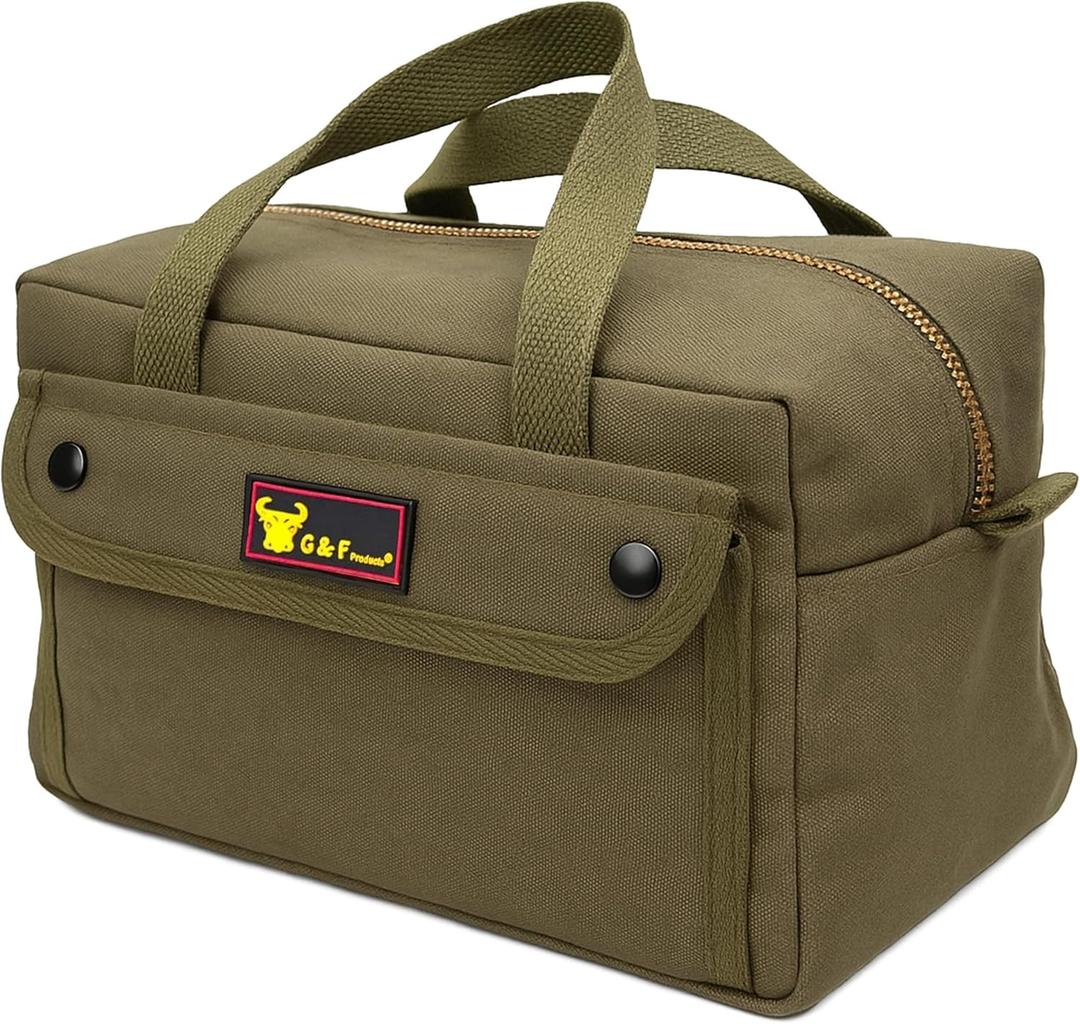 Waxed Canvas All Purpose Military Style Duffle Bag, Water-Resistant, Adjustable Strap, Fully Lined, Double Zipper Closure, heavy Duty, Olive Green (Olive Green (11 inch x 7 inch x 6 inch))