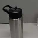 FineDine Triple Walled, Insulated Water Bottles with Straw - 25 Oz Stainless Steel Metal Bottle W/ 3 Leak Proof Lids - For Travel, School, Sports, Gym / Men, Women & Kids - Brushed Stainless Steel